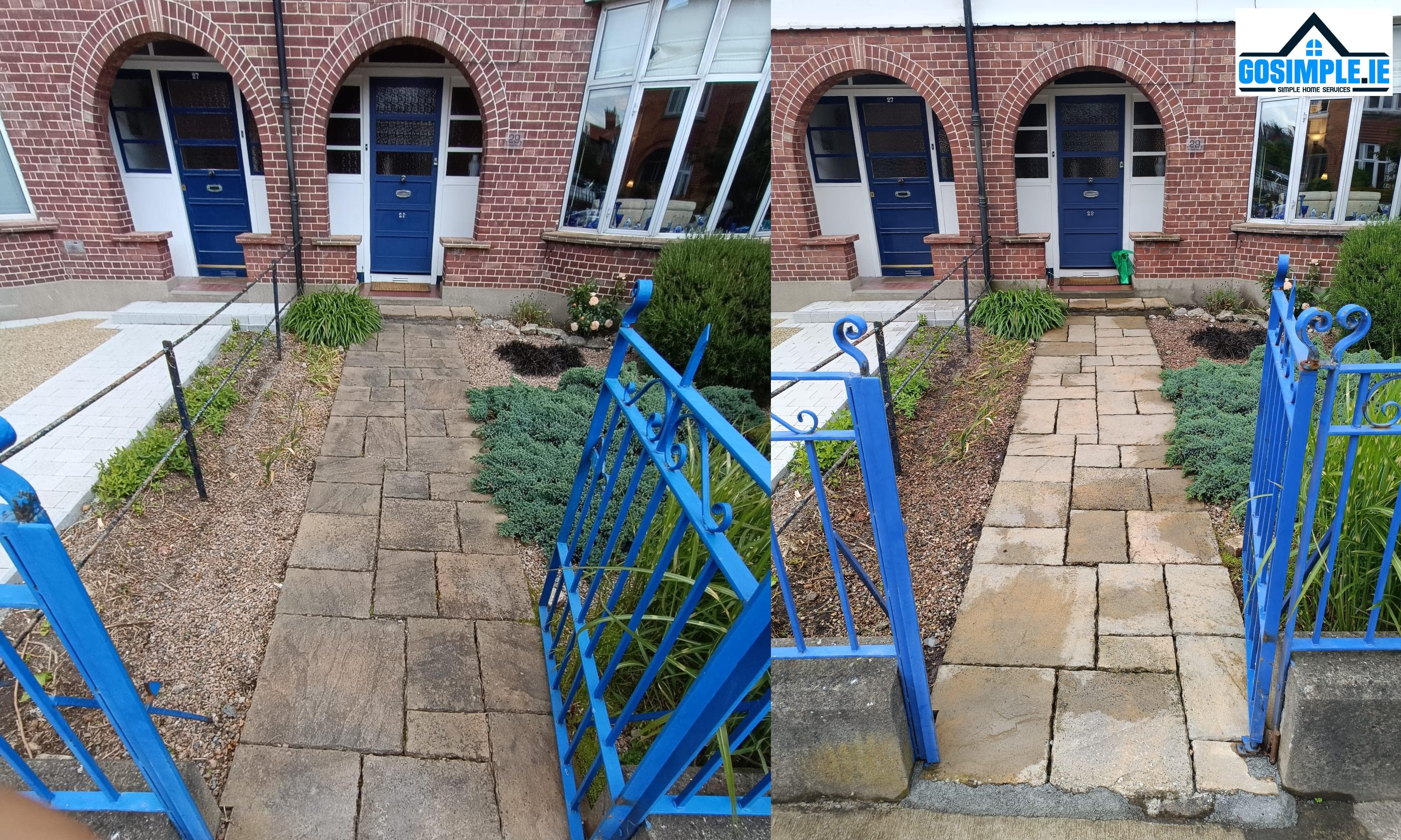 Before and after power washing result